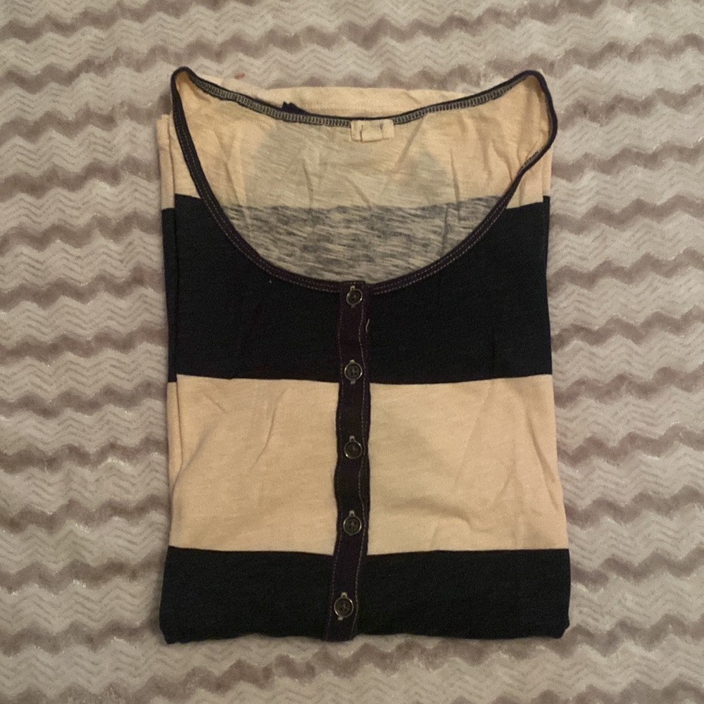 J. Crew Light Weight Cream and Navy Shirt Size Small